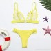 Sexy Bikini,Women Bikini Set White Flower Mesh Hollow Thong Swimwear Bathing Swimsuit with Padded Yellow B079BPXH68